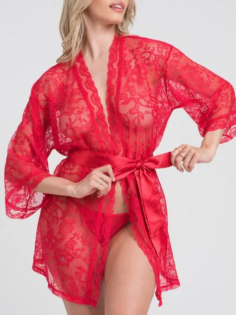 Lovehoney Flaunt Me Red Lace Robe