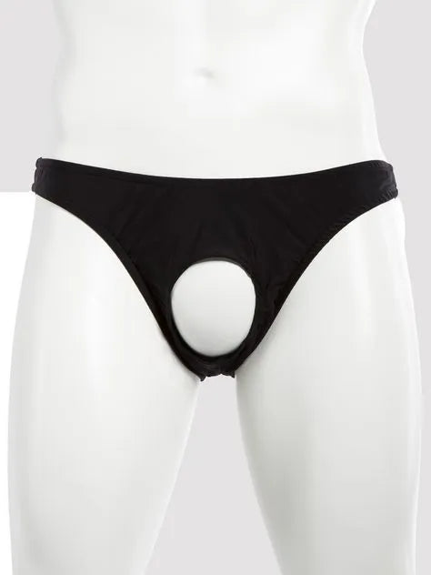 Male Power Black Pouchless Open Front Briefs