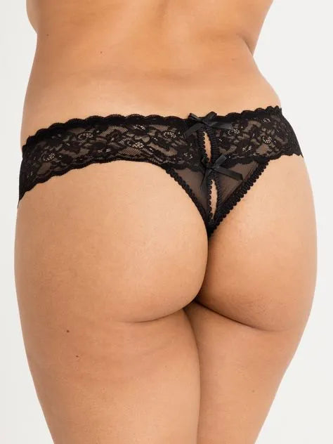Lovehoney Crotchless Lace Thong with Satin Bows
