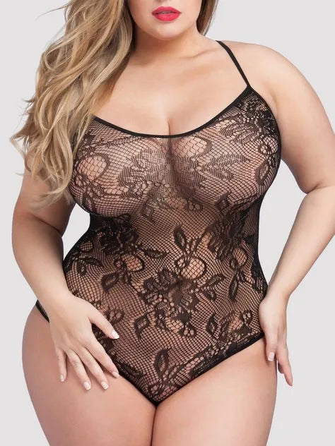 Lovehoney Plus Size Crotchless Lace Spaghetti Strap Teddy