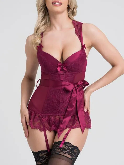 Lovehoney Moonlight Wine Plunge Basque Set