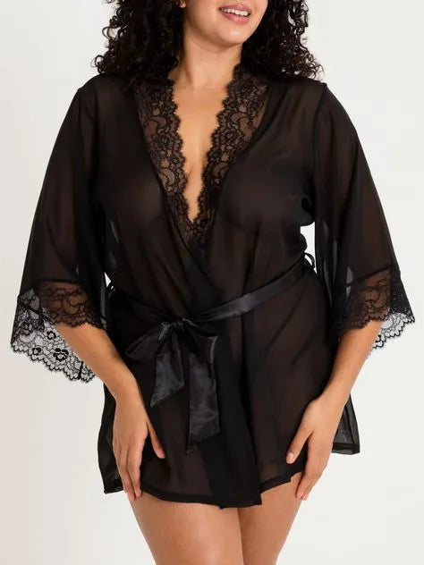Lovehoney Plus Size Barely There Sheer Black Robe