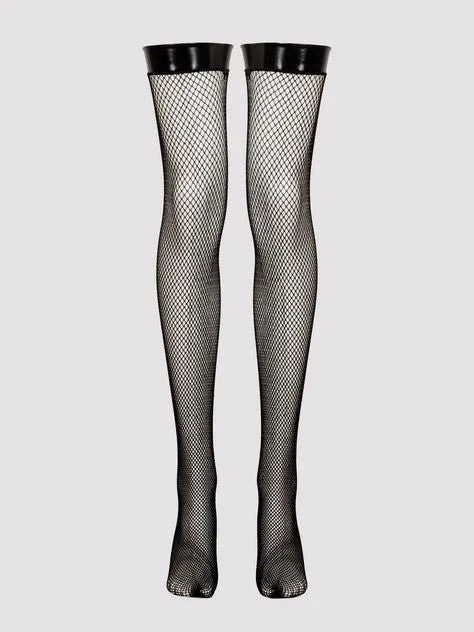 Lovehoney Plus Size PVC Top Fishnet Stockings