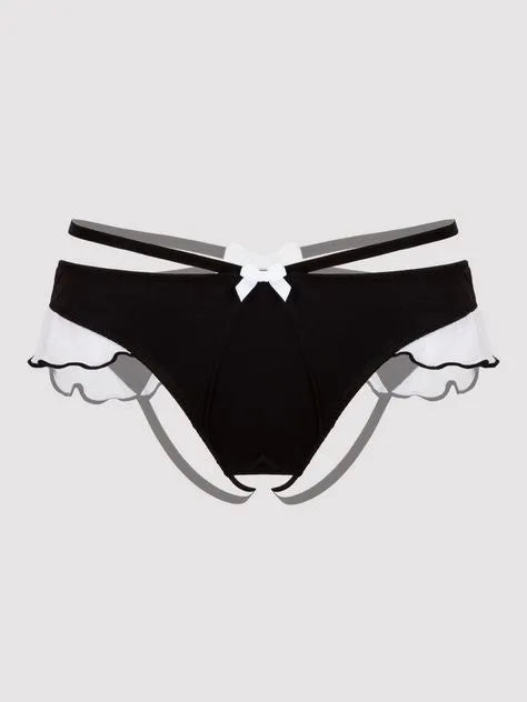 Lovehoney Fantasy Plus Size Black French Maid Strappy Thong