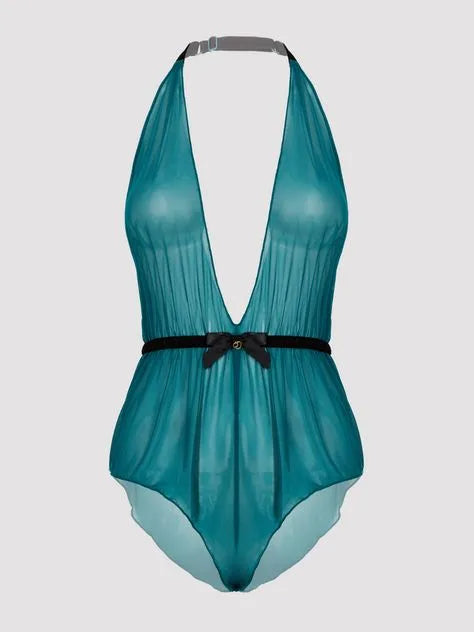 Lovehoney Barely There Sheer Green Crotchless Body