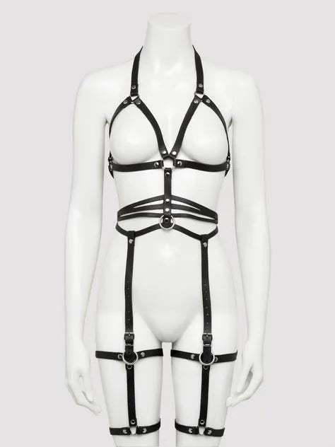 DOMINIX Deluxe Leather Full Body and Leg Harness