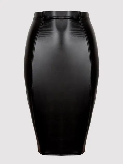 Lovehoney Plus Size Fierce Black Leather-Look Skirt