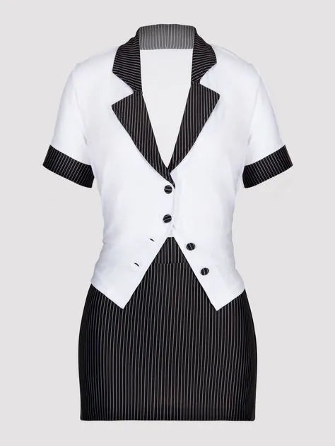Lovehoney Fantasy Plus Size Sexy Secretary Top and Pinstripe Skirt Set