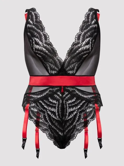 Lovehoney Plus Size Empress Red Satin and Lace Teddy