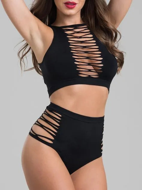 Lovehoney Black Criss-Cross Bra Set