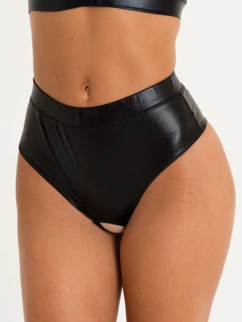 Lovehoney Fierce Wet Look Cut-Out Crotchless Thong