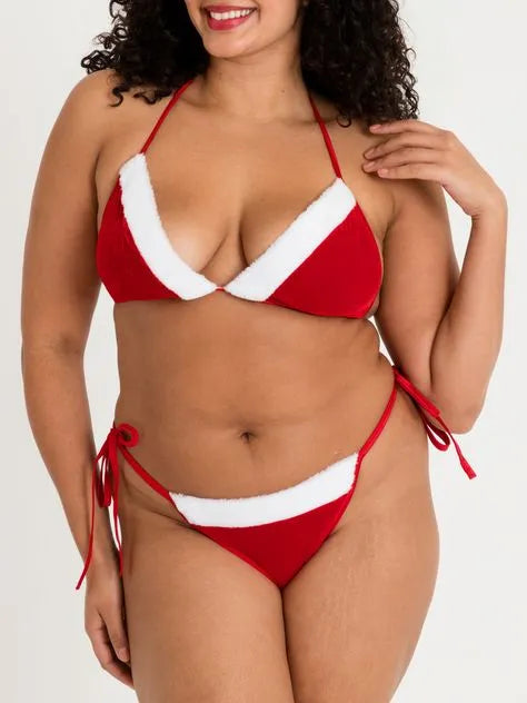 Lovehoney Fantasy Plus Size Santa Red Velvet Bikini Set