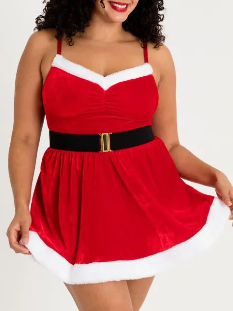 Lovehoney Fantasy Plus Size Santa Flirty Red Velvet Dress
