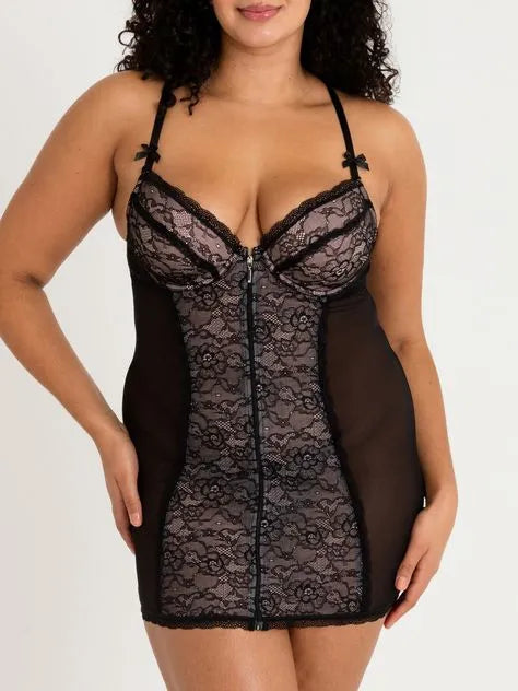 Lovehoney Plus Size Entice Me Black Lace Dress