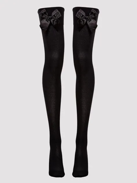 Lovehoney Fantasy Black Bow Top Stockings