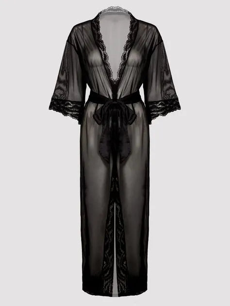 Lovehoney Empress Black Mesh Long Robe