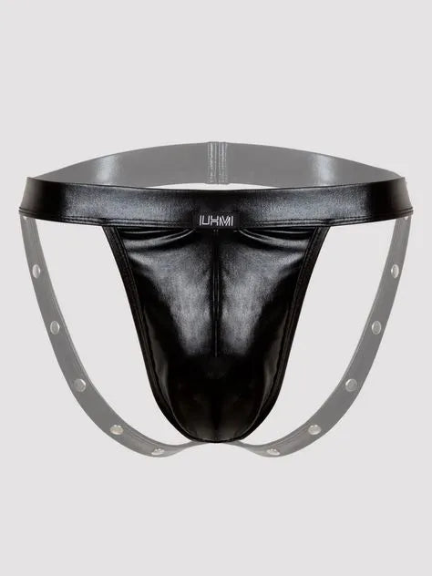 LHM Tough Love Black Wet Look Studded Jockstrap