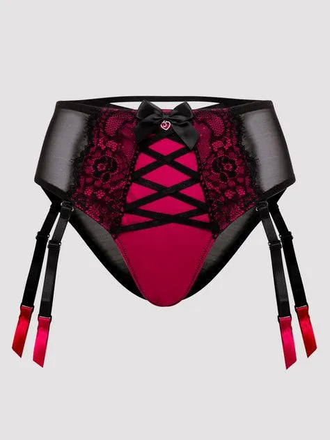 Lovehoney Boudoir Belle Cherry High-Waisted Brazilian Garter Panties