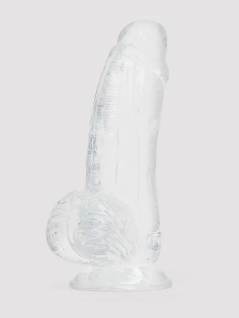 Ice Crystals Girthy Transparent Dildo with Balls 6.5 Inches