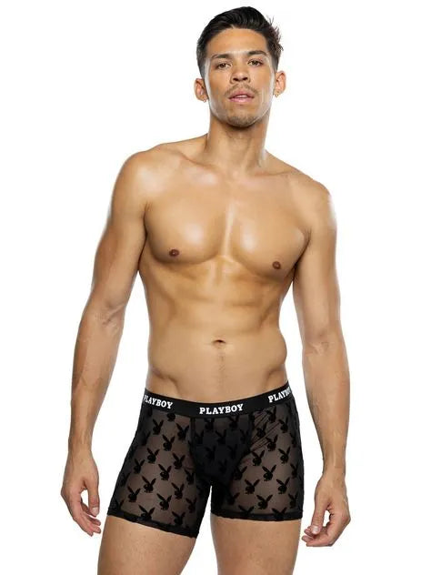 Playboy Black Burnout Bunny Boxers